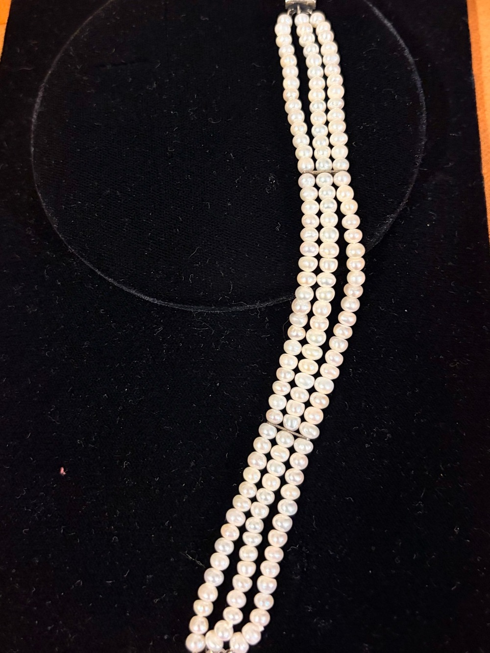 Classic, Genuine Three-Strand White Pearl bracelet— Elegant Timeless Design